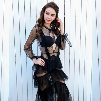 2018 New Elegant Black Mesh Long Sleeve Mesh Dress Long Sleeve Hollow Out Sexy Long Maxi Rufles Solid Summer Celebrity Vestidos
2018 New Elegant Black Mesh Long Sleeve Mesh Dress Long Sleeve Hollow Out Sexy Long Maxi Rufles Solid Summer Celebrity Vestidos