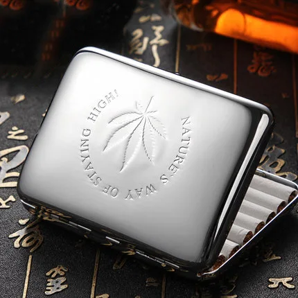Hold 16pcs Leaf Pattern Men Glossy Cigarette Case Portable Silver Tobacco Box Storage Cigarette Mini Tools Gift for Men
Hold 16pcs Leaf Pattern Men Glossy Cigarette Case Portable Silver Tobacco Box Storage Cigarette Mini Tools Gift for Men