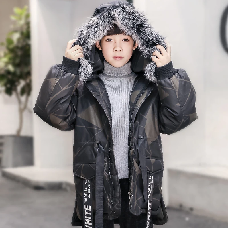 Русская зима Coat5-13 лет Детская пуховая куртка детские парки горячая Распродажа