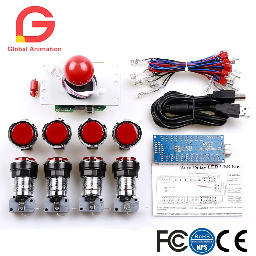 Zero Delay Pc Arcade Game DIY Parts Kit 1 X 5pin 8 Way Joystick + 8 X Chrome Illuminated Arcade Button with Microswitch for Mame
Zero Delay Pc Arcade Game DIY Parts Kit 1 X 5pin 8 Way Joystick + 8 X Chrome Illuminated Arcade Button with Microswitch for Mame