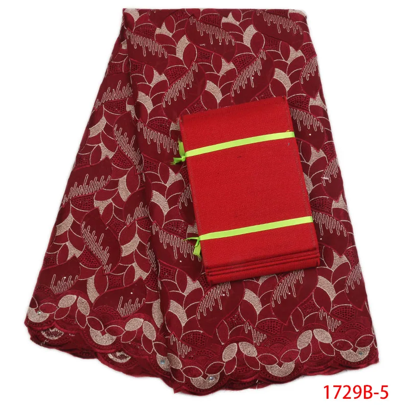 African Swiss Voile Lace High Quality New Arrival Red Cotton Lace With Aso Oke Swiss Voile Lace In Switzerland AMY1729B