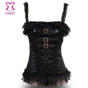 

Women Korsett Victorian Lace Strap Bustier Corset Sexy Lingerie Corselet Overbust Zipper Espartilhos E Corpetes Gothic Clothing