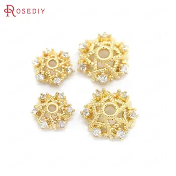 6PCS 9MM 11MM 24K Gold Color Brass with Zircon Snowflake Beads Caps High Quality Diy Jewelry Findings Accessories wholesale
6PCS 9MM 11MM 24K Gold Color Brass with Zircon Snowflake Beads Caps High Quality Diy Jewelry Findings Accessories wholesale