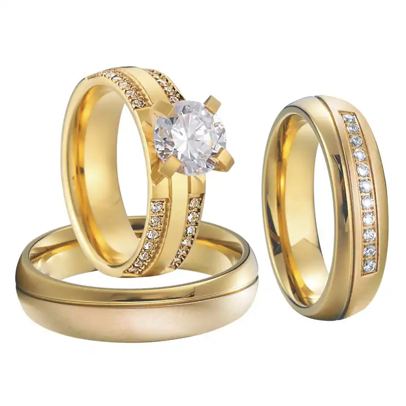 Unique Wedding Band Anniversary Rings Men 3 Pieces Bridal Set Alliances Jewelry Engagement Couple Rings For Women