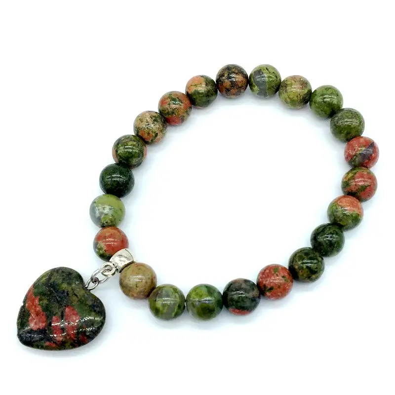 19 Colors Stone Bead Bracelet Heart Charm Jewelry Mixed Colors Bangle Unakite Rhodonite Opal Lava Jaspers
19 Colors Stone Bead Bracelet Heart Charm Jewelry Mixed Colors Bangle Unakite Rhodonite Opal Lava Jaspers