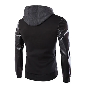 Men Fashion Korean Style Cool Hooded Pocket Zip Faux Leather Sleeve Jacket Coat
Men Fashion Korean Style Cool Hooded Pocket Zip Faux Leather Sleeve Jacket Coat