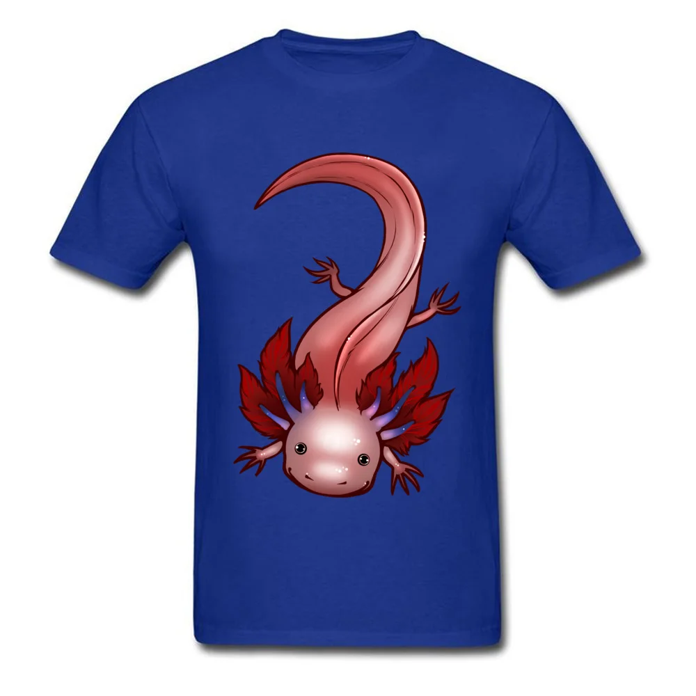 Blue Gilled Leucistic Axolotl Company Student Top T-shirts Round Collar Short Sleeve 100% Cotton Tops T Shirt Europe T Shirts Blue Gilled Leucistic Axolotl blue