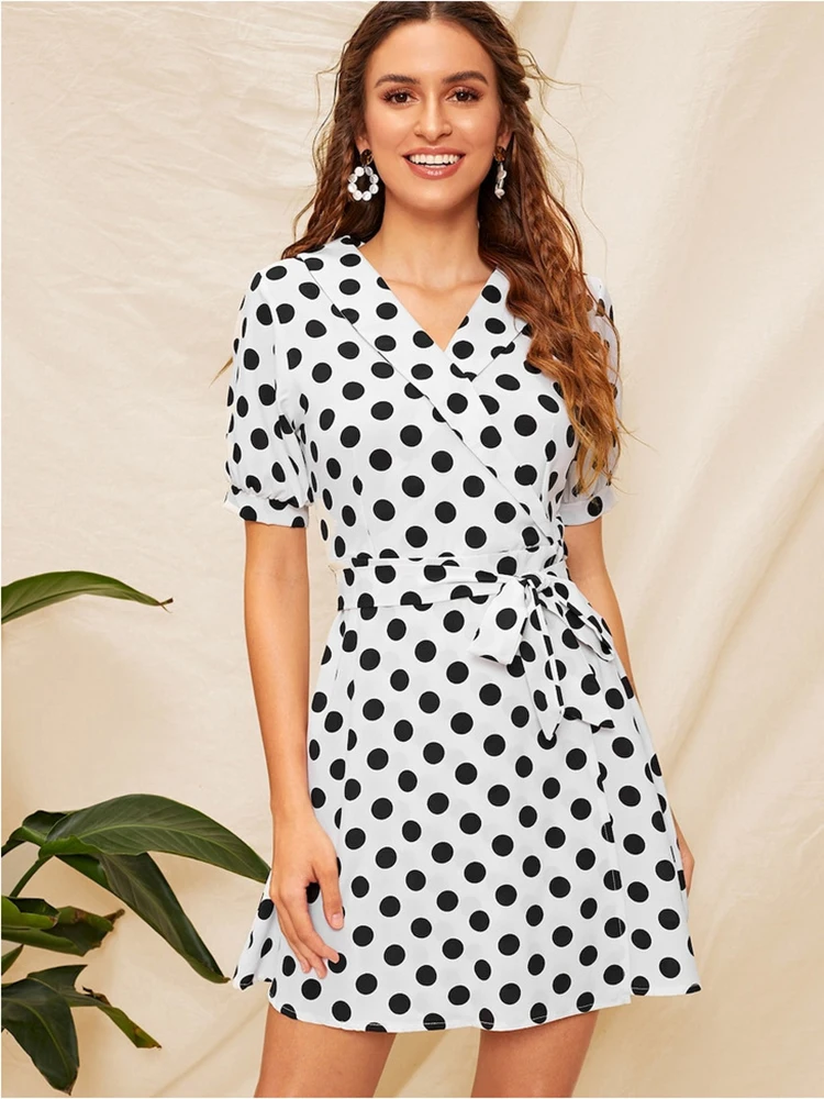 White Summer Casual Bandage Dress for Women 2019 Short Sleeve Polka Dot Mini Vestidos High Waist V-Neck Elegant Ladies Dresses
White Summer Casual Bandage Dress for Women 2019 Short Sleeve Polka Dot Mini Vestidos High Waist V-Neck Elegant Ladies Dresses