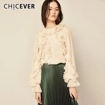 CHICEVER Summer Vintage Patchwork Ruffles Women Shirt Ruffled Butterfly Sleeve Slim Female Top Clothing 2020 New Korean Fashion
CHICEVER Summer Vintage Patchwork Ruffles Women Shirt Ruffled Butterfly Sleeve Slim Female Top Clothing 2020 New Korean Fashion