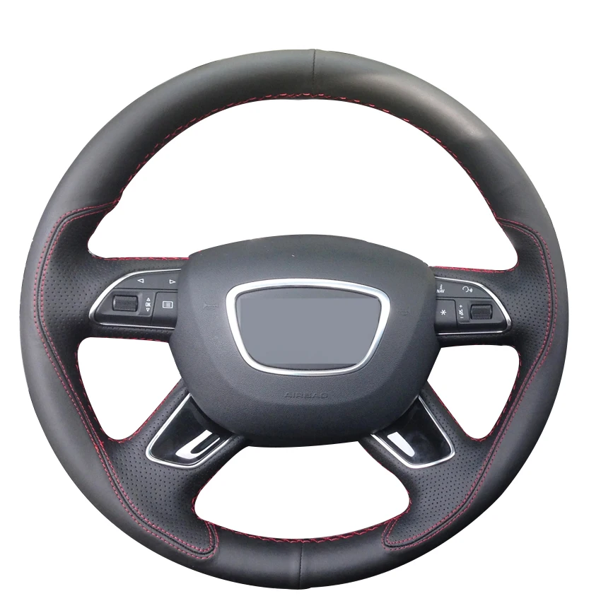 Black Leather Car Steering Wheel Cover for Audi Q7 2012-2015 Q3 Q5 2013-2016 A4 (B8) 2014 2015 A6 (C7) 2014-2016
Black Leather Car Steering Wheel Cover for Audi Q7 2012-2015 Q3 Q5 2013-2016 A4 (B8) 2014 2015 A6 (C7) 2014-2016