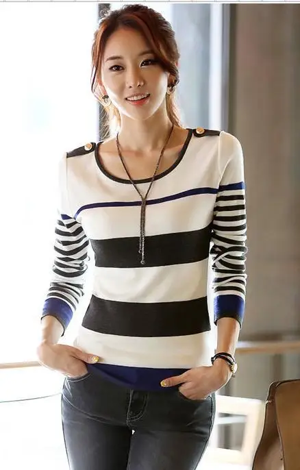 Blouses Knitwear New women's shirt fashion Slim round neck striped pullover sweater shirt 10426
Blouses Knitwear New women's shirt fashion Slim round neck striped pullover sweater shirt 10426