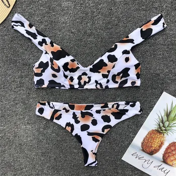 Women Off Shoulder Leopard Bikini Swimsuits Sexy Plunge Deep V Padded Triangle Top High Leg Cut Swimwear Bathing Suits Beachwear
Women Off Shoulder Leopard Bikini Swimsuits Sexy Plunge Deep V Padded Triangle Top High Leg Cut Swimwear Bathing Suits Beachwear