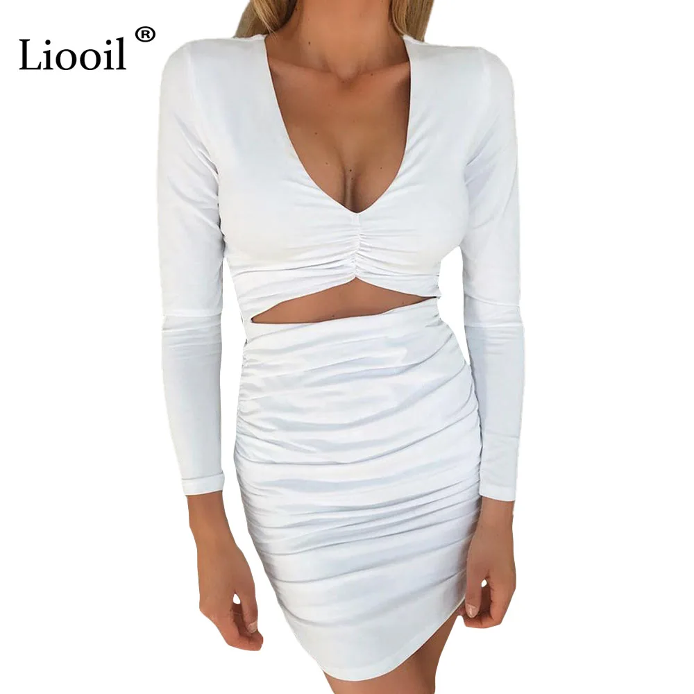Liooil Sexy Draped Bodycon Mini Dress Women Autumn Winter V Neck Detail Cut Out Long Sleeve Black White Party Dresses Club Wear
Liooil Sexy Draped Bodycon Mini Dress Women Autumn Winter V Neck Detail Cut Out Long Sleeve Black White Party Dresses Club Wear