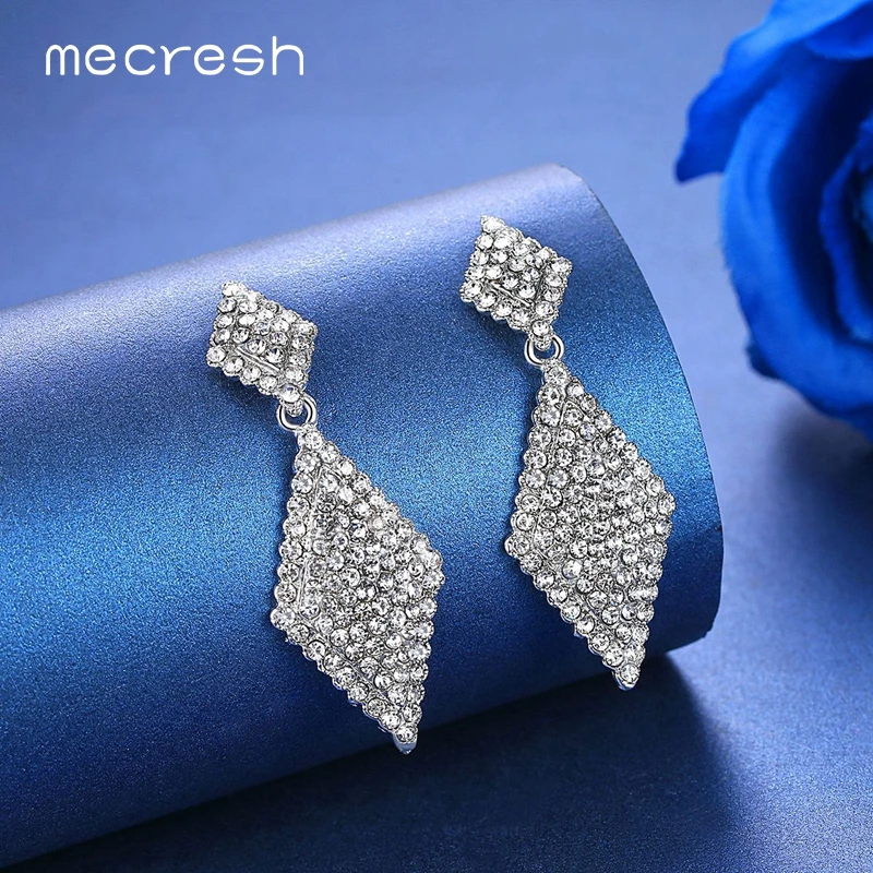 Mecresh Silver Color Rhinestone Geometric Dangle Earrings for Women Cute Rhombus Bridal Drop Earrings Wedding Jewelry MEH1086
Mecresh Silver Color Rhinestone Geometric Dangle Earrings for Women Cute Rhombus Bridal Drop Earrings Wedding Jewelry MEH1086