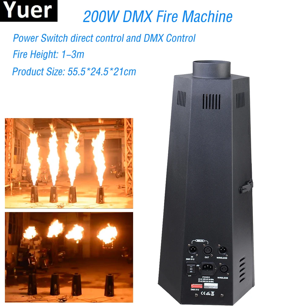 200W Flame Fire Machine Sparkler Flame Projector 3m Height Professional DJ Party Disco Stage Effect Equipment DMX 512 Control
200W Flame Fire Machine Sparkler Flame Projector 3m Height Professional DJ Party Disco Stage Effect Equipment DMX 512 Control