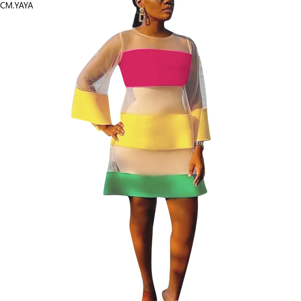 2019 women summer o-neck colorful splicing mini casual beach flare sleeve organza a-line dress see though vestido dresses GLB725
2019 women summer o-neck colorful splicing mini casual beach flare sleeve organza a-line dress see though vestido dresses GLB725