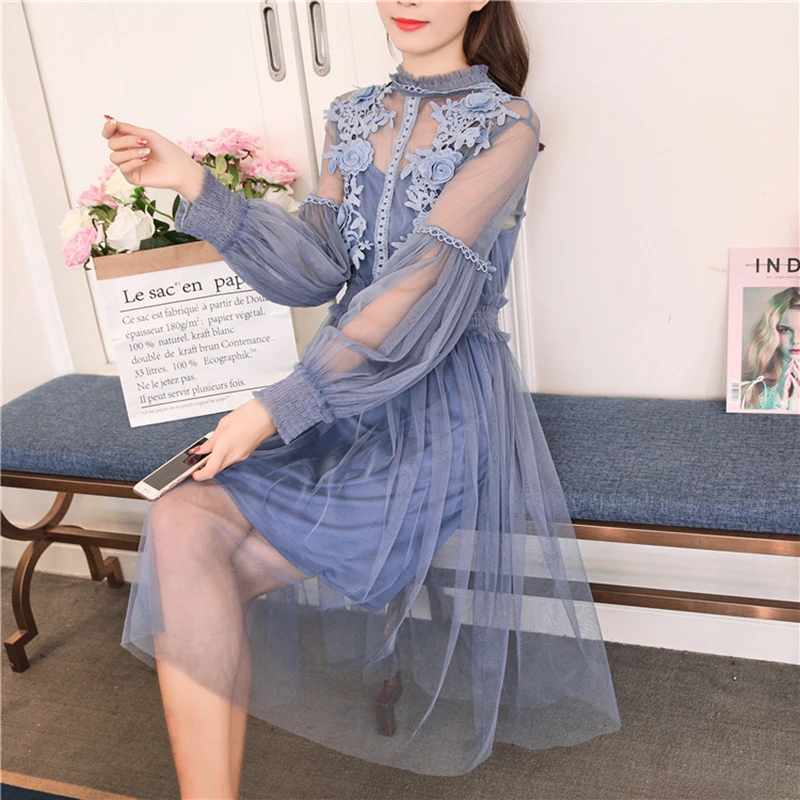 Spring summer vintage women flower sweet gauze lace party dress retro long lantern sleeve tulle fairy dress female 2 pcs set
Spring summer vintage women flower sweet gauze lace party dress retro long lantern sleeve tulle fairy dress female 2 pcs set