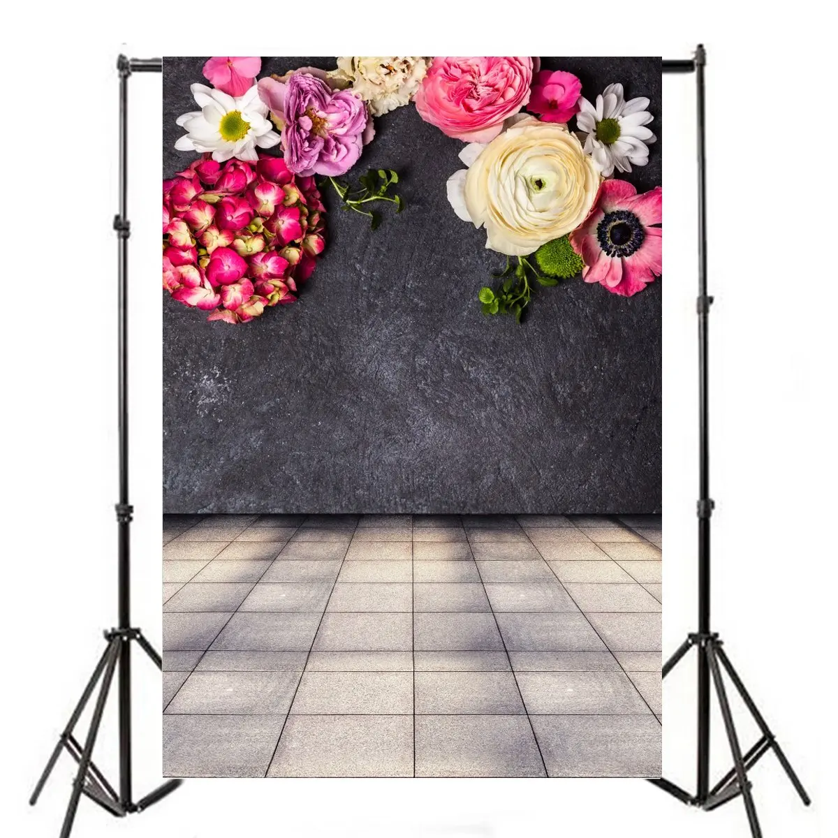 Photography Backdrop Black Weathered Wall Colorful Flower Square Brick Floor Backdrops
Photography Backdrop Black Weathered Wall Colorful Flower Square Brick Floor Backdrops