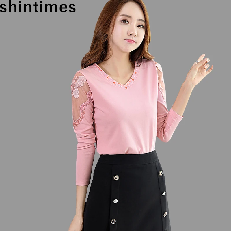 shintimes Long Sleeve Shirt Women 2019 Embroidery T-Shirt V Neck Lace Tops Hollow Out Cotton Plus Size Korean Style Tshirt Femme
shintimes Long Sleeve Shirt Women 2019 Embroidery T-Shirt V Neck Lace Tops Hollow Out Cotton Plus Size Korean Style Tshirt Femme