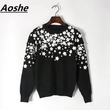 Casual Sweaters Winter Sweater Woman Knit Pullover 2018 Runway Design Leather Flower Long Sleeve Winter Tops Black Jumper
Casual Sweaters Winter Sweater Woman Knit Pullover 2018 Runway Design Leather Flower Long Sleeve Winter Tops Black Jumper