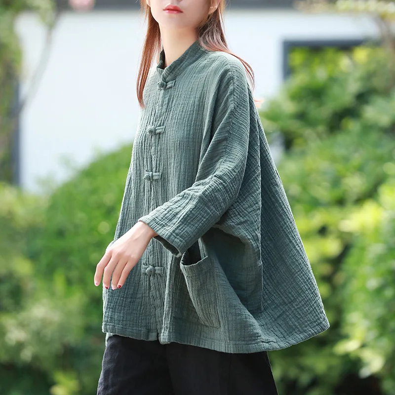 autumn girl shirt t winter cotton linen women's retro solid color plate buckle double linen bamboo long sleeved cardigan blouse
autumn girl shirt t winter cotton linen women's retro solid color plate buckle double linen bamboo long sleeved cardigan blouse