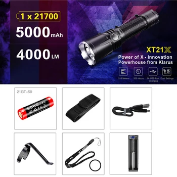 KLARUS XT21X CREE XHP70.2 P2 LED 4000 lumens 7 Mode Tactical Led Flashlight Micro-USB 2A 5000mAh Li-ion battery for Self Defence
KLARUS XT21X CREE XHP70.2 P2 LED 4000 lumens 7 Mode Tactical Led Flashlight Micro-USB 2A 5000mAh Li-ion battery for Self Defence