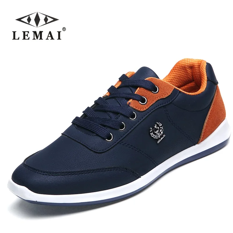 LEMAI Men's Casual Shoes w/ Lace-Up PU Leather