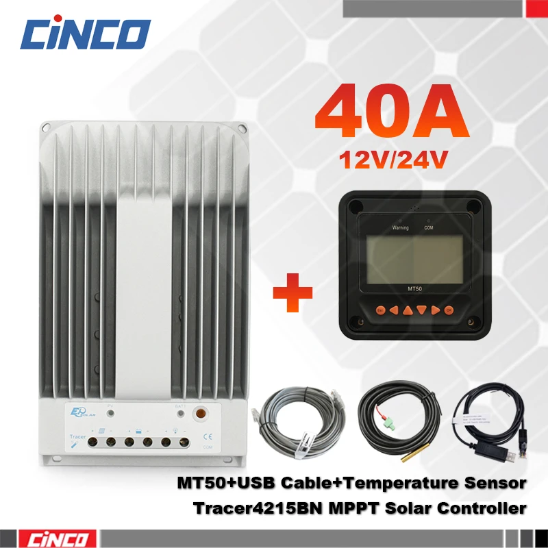 Tracer4215BN 40A 12V/24 MPPT solar controller & MT50 meter and USB communication cable & temperature sensor RTS300R47K3.81AV1.1
Tracer4215BN 40A 12V/24 MPPT solar controller & MT50 meter and USB communication cable & temperature sensor RTS300R47K3.81AV1.1
