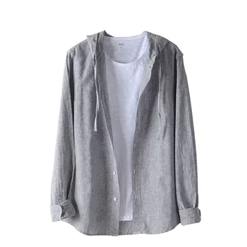 2019 Summer linen shirt men's sunscreen Hooded cap cotton linen Long sleeves stripe First-class shirt Man coat Apricot YY9208
2019 Summer linen shirt men's sunscreen Hooded cap cotton linen Long sleeves stripe First-class shirt Man coat Apricot YY9208