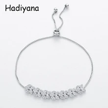 

Hadiyana Deluxe Cubic Zirconia Delicate Micro Inlay Adjustable Ladies Bracelet Fashion Valentine's Day Gift Ladies Party BR4084