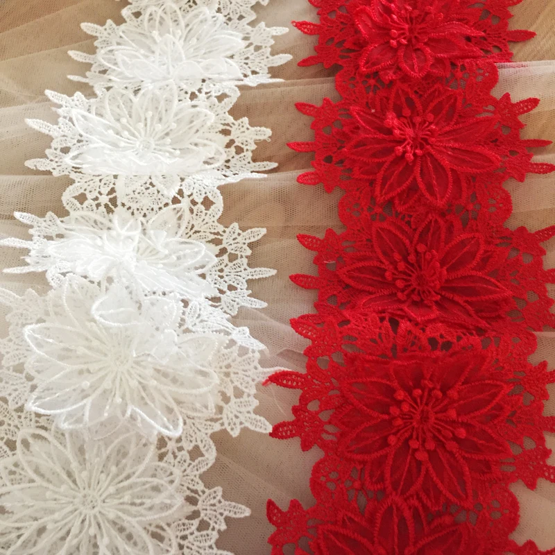 High Quality White Red 3D Flower Embroidered Lace Trim Fabric Applique Sewing Trim Lace
High Quality White Red 3D Flower Embroidered Lace Trim Fabric Applique Sewing Trim Lace
