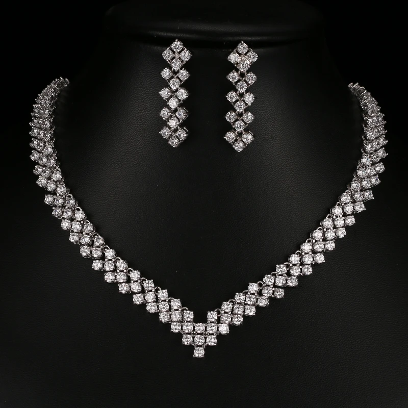 Beautiful Sparkling Cubic Zirconia African Beads Jewelry Sets for Women Bridal Gifts White Gold Color Earring Necklace S-055
Beautiful Sparkling Cubic Zirconia African Beads Jewelry Sets for Women Bridal Gifts White Gold Color Earring Necklace S-055