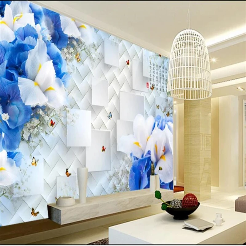 

wellyu 3D European flower Phalaenopsis TV sofa background wall custom large mural green wallpaper papel de parede para quarto