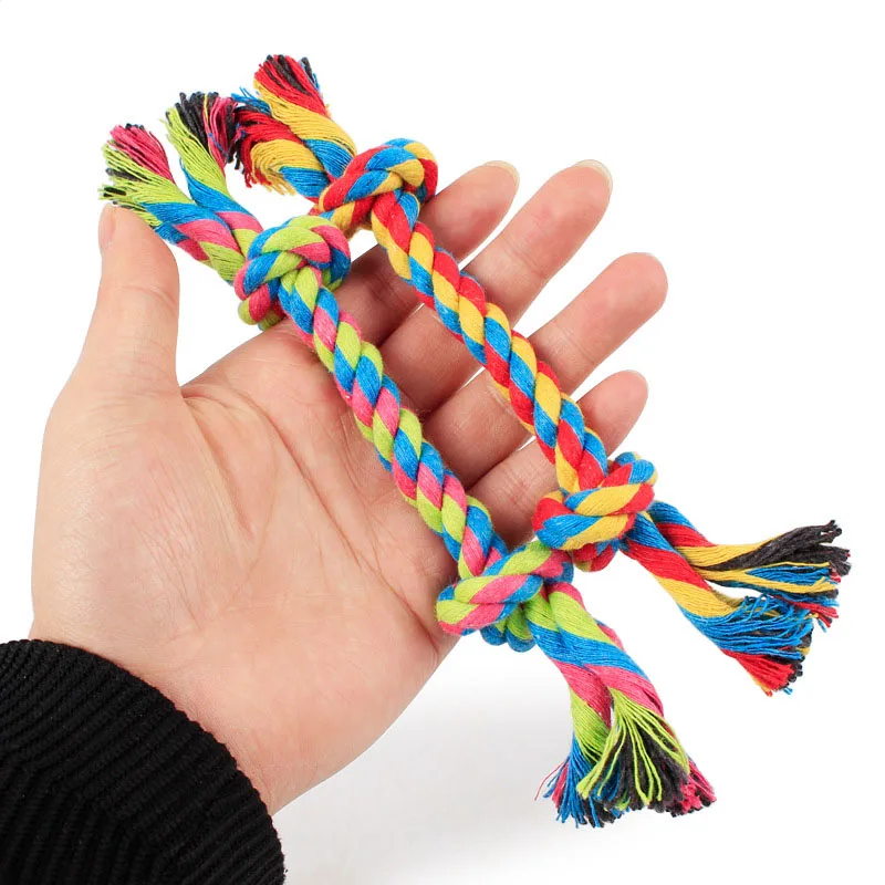 

1 pcs Pets dogs pet supplies Pet Dog Puppy Cotton Chew Knot Toy Durable Braided Bone Rope 15CM Funny Tool (Random Color )