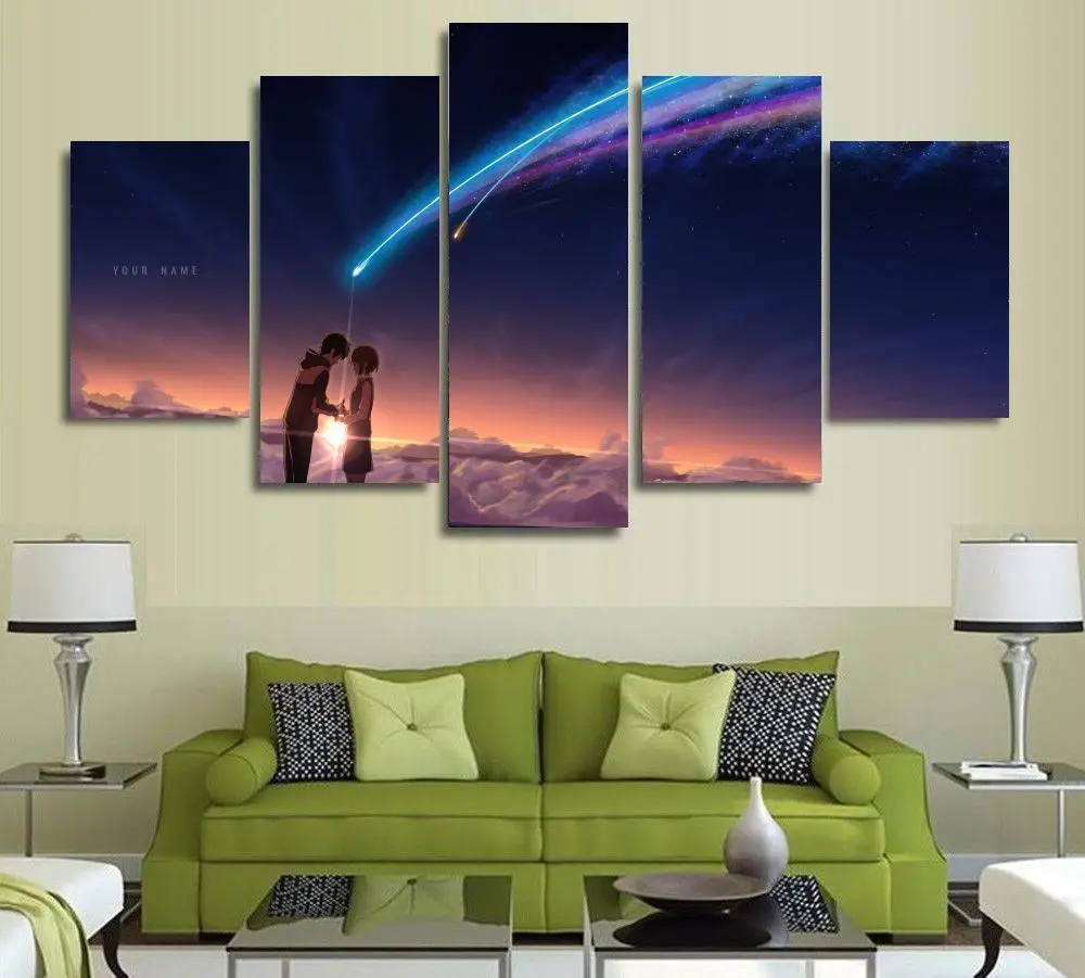 Фото Romantic Fireworks Under The Night Sky HD Anime Canvas Painting Living Room Bedroom Home Decoration Poster Wall Art Picture | Дом и сад