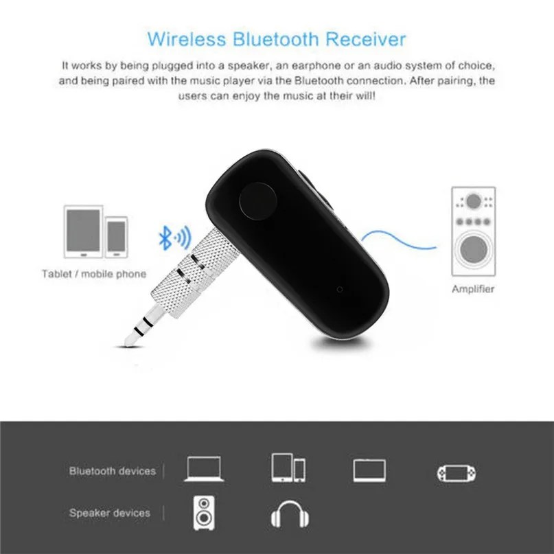 Wireless Bluetooth 3.0 Reciever Car Kit Hands free 3.5mm Jack AUX Audio Receiver Adapter Wiht Charger Cable AUX Conecter 30A05  (7)