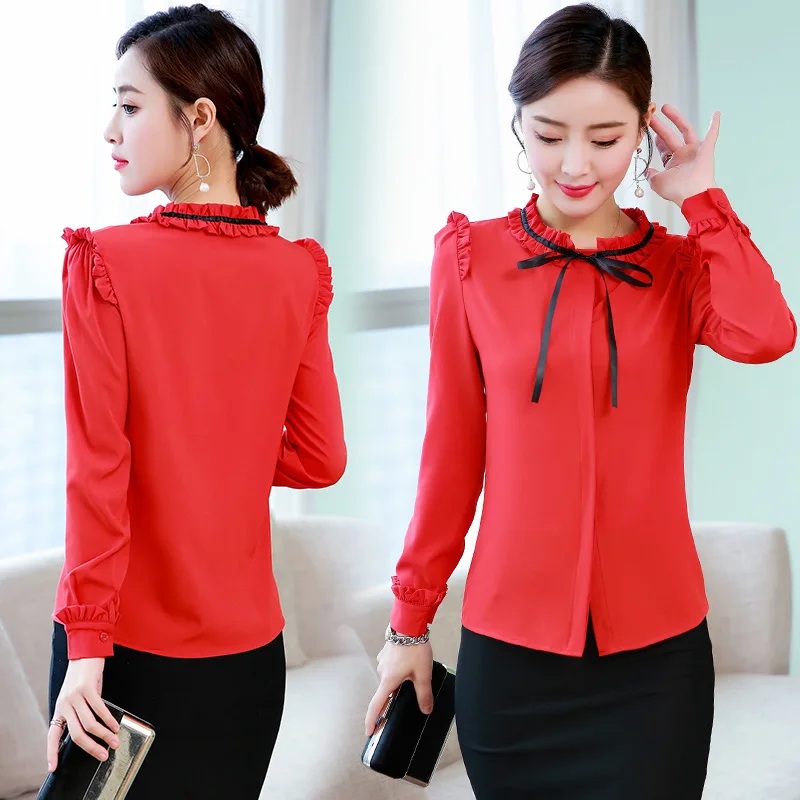 New 2019 Spring Autumn Shirt Women's Long Sleeve BlousesLotus Leaf Shirts Fashion Streetwear Blouse Tie Collar Red Top Blusas
New 2019 Spring Autumn Shirt Women's Long Sleeve BlousesLotus Leaf Shirts Fashion Streetwear Blouse Tie Collar Red Top Blusas