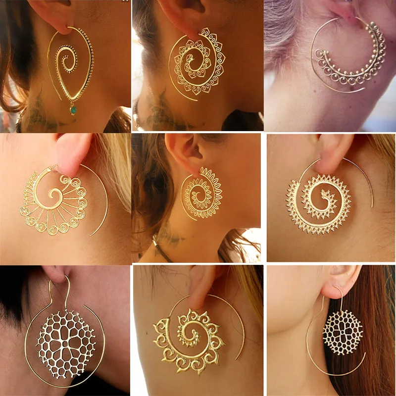 New Fashion Geometric Vortex Gear Circle Spiral Hoop Earrings For Women Vintage Ear Bijoux Dangle Brincos Party Jewelry Gift
New Fashion Geometric Vortex Gear Circle Spiral Hoop Earrings For Women Vintage Ear Bijoux Dangle Brincos Party Jewelry Gift