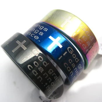 Wholesale 100 pieces god cross rings The Serenity Prayer English Jesus Bible black blue multicolor stainless steel band Jewelry
Wholesale 100 pieces god cross rings The Serenity Prayer English Jesus Bible black blue multicolor stainless steel band Jewelry