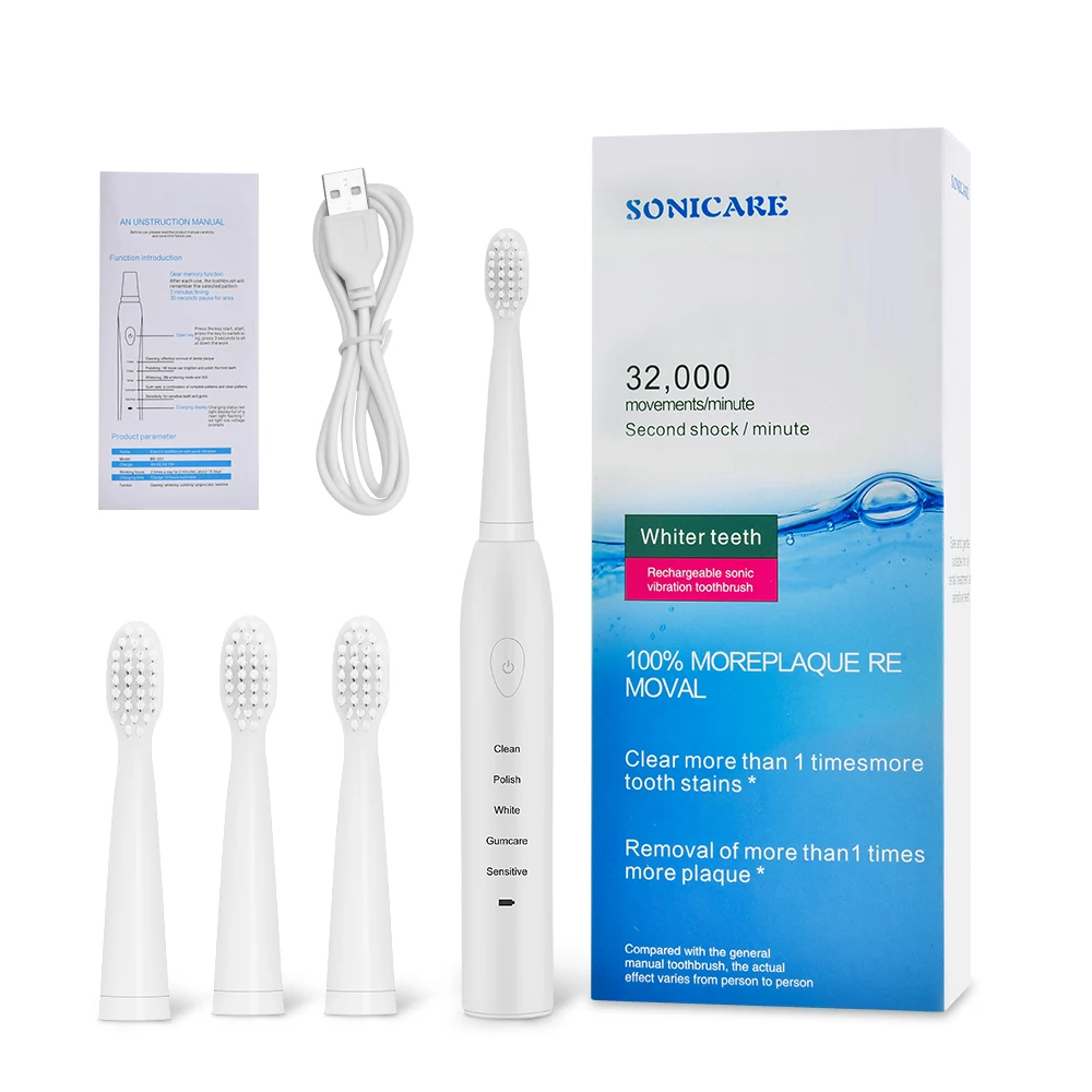 5 Gears Waterproof Electric Toothbrush USB Rechargeable Timer Brush Timming Cleaner with 4 Replacement Head Tooth Whitening Tool
5 Gears Waterproof Electric Toothbrush USB Rechargeable Timer Brush Timming Cleaner with 4 Replacement Head Tooth Whitening Tool