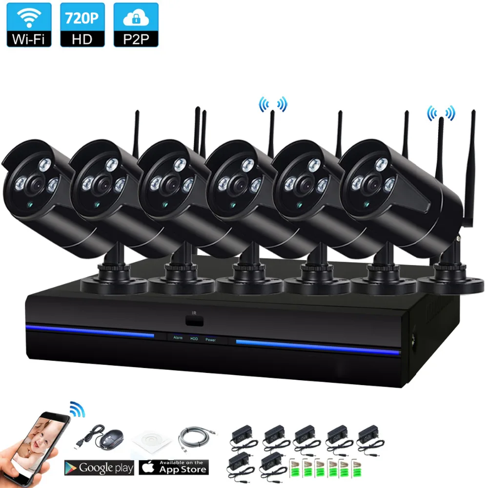 Plug and Play 6CH 1080P HD Wireless NVR Kit P2P 720P Indoor Outdoor IR Night Vision Security 1.0MP IP Camera WIFI CCTV System
Plug and Play 6CH 1080P HD Wireless NVR Kit P2P 720P Indoor Outdoor IR Night Vision Security 1.0MP IP Camera WIFI CCTV System