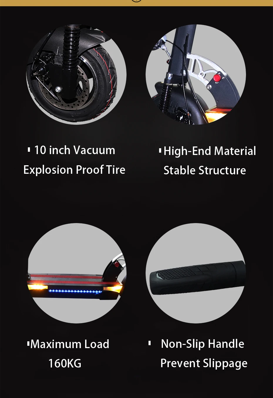 Excellent 48V 500w electric scooter long distance 100km 26AH 10" powerful electric skateboard patinete electrico adulto foldable e scooter 10