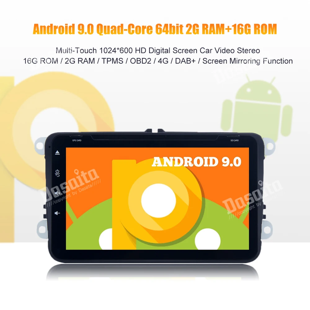 Discount Car Android 9.0 GPS Navigator 2 din Radio Player for Altea Seat Leon Alhambra Toledo with 8" Multi Touch Screen 16GB ROM 2