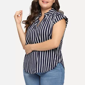 Women Casual V-Neck Plus Size Tee loose hot Tops fashion female summer simple Striped Print Vest daily T-Shirt camisa femenina
Women Casual V-Neck Plus Size Tee loose hot Tops fashion female summer simple Striped Print Vest daily T-Shirt camisa femenina