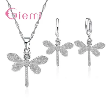 Brand Birthday Jewelry Sets Female Animal 925 Sterling Silver Dragonfly with CZ AAA Crystal Hoop Earrings Brincos Gifts
Brand Birthday Jewelry Sets Female Animal 925 Sterling Silver Dragonfly with CZ AAA Crystal Hoop Earrings Brincos Gifts