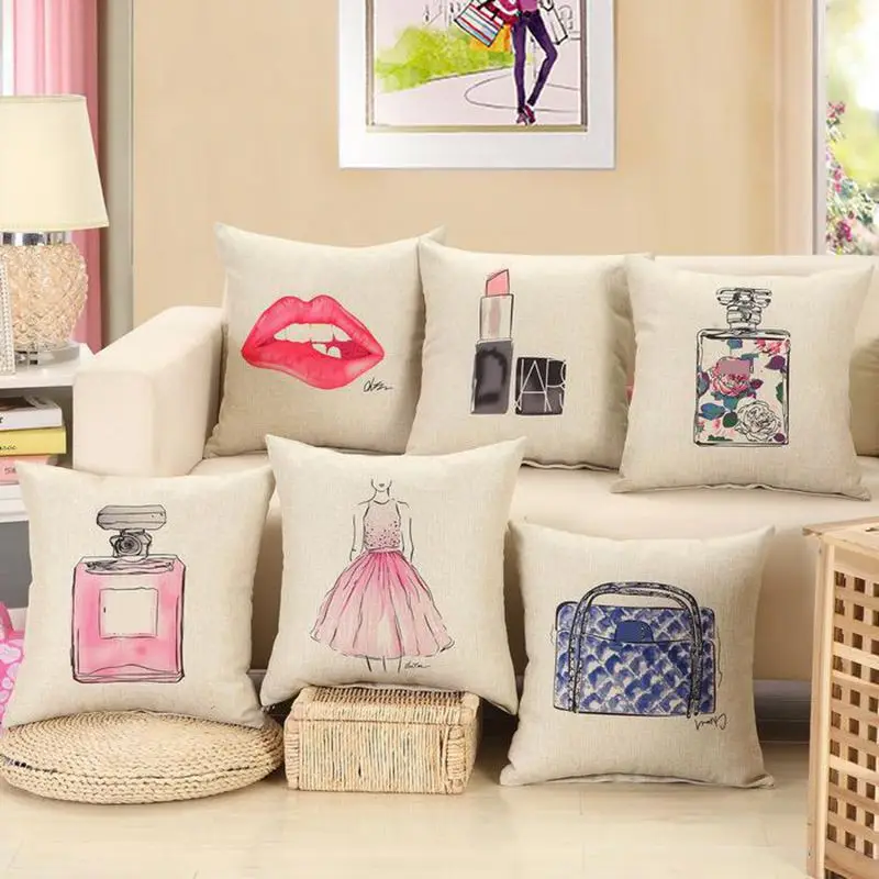 Image Fashion red lips cushion without inner lipstick perfume bottle home sofa decorative pillow car seat capa de almofada cojines SW2