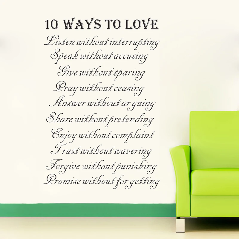ZOOYOO 10 Ways To Love Text Wall Sticker Art Words Home Decor Living Room Bedroom Wall Art Murals Decoration
ZOOYOO 10 Ways To Love Text Wall Sticker Art Words Home Decor Living Room Bedroom Wall Art Murals Decoration