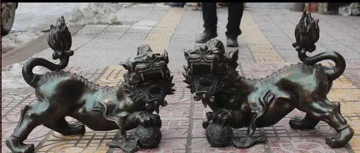 free 23" China Feng Shui Bronze Foo Fu Lion Dragon Unicorn Beast Pixiu Statue Pair fast
free 23" China Feng Shui Bronze Foo Fu Lion Dragon Unicorn Beast Pixiu Statue Pair fast