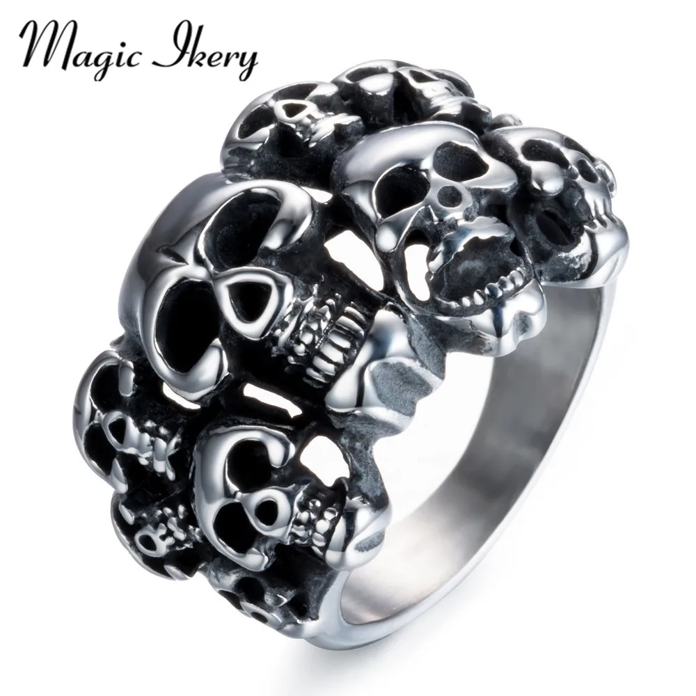 Magic Ikery Hot Fashion Men's Stainless Steel Skeleton Rings For Biker Punk Steel Color Skull Ring Personality Jewelry JMR212
Magic Ikery Hot Fashion Men's Stainless Steel Skeleton Rings For Biker Punk Steel Color Skull Ring Personality Jewelry JMR212