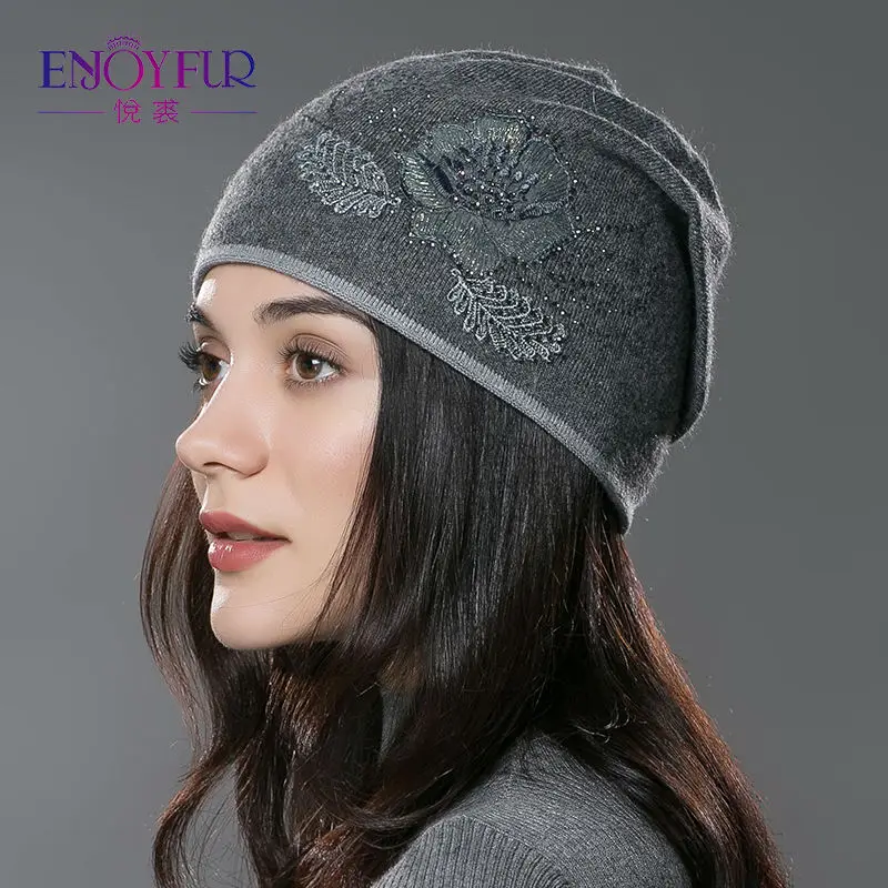 ENJOYFUR Women 's hat for winter knitted wool cotton beanies hat with flower decoration solid casual caps new arrival hat
ENJOYFUR Women 's hat for winter knitted wool cotton beanies hat with flower decoration solid casual caps new arrival hat